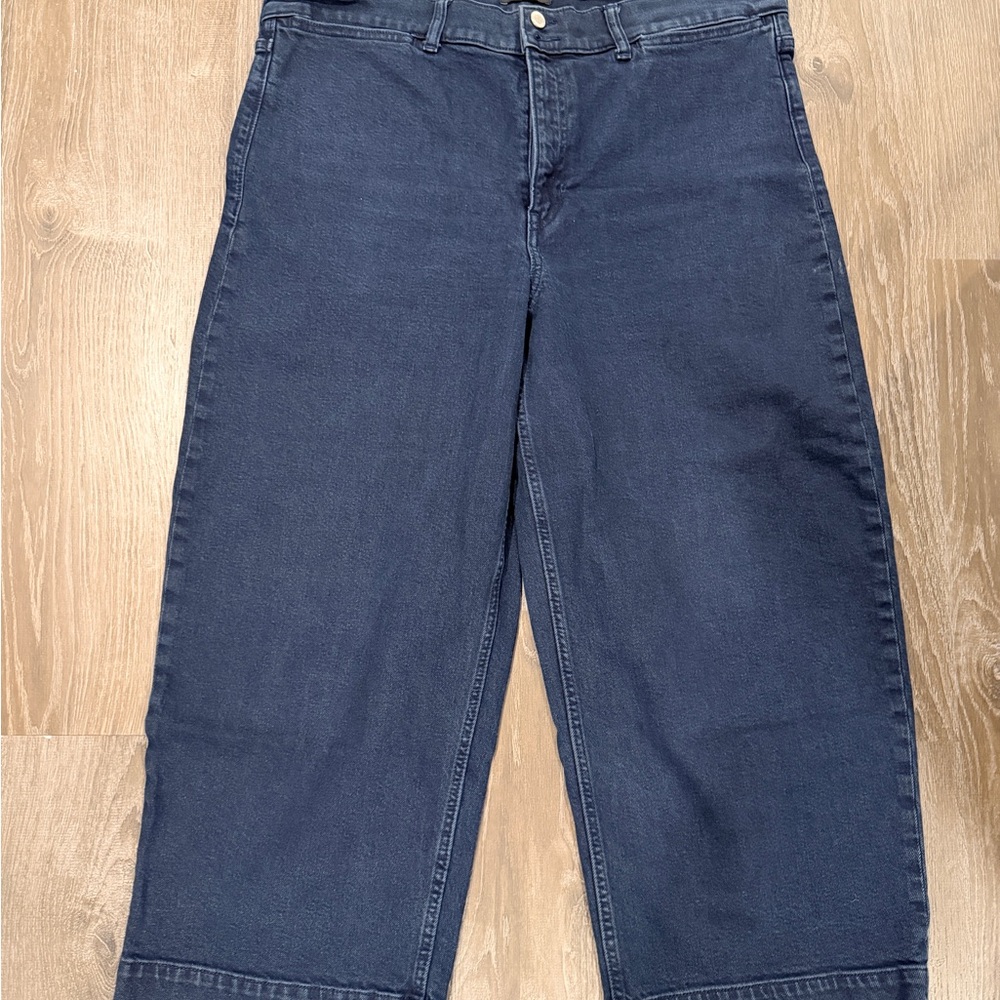 Banana Republic High-Rise Wide-Leg Crop Jeans in Dark Blue